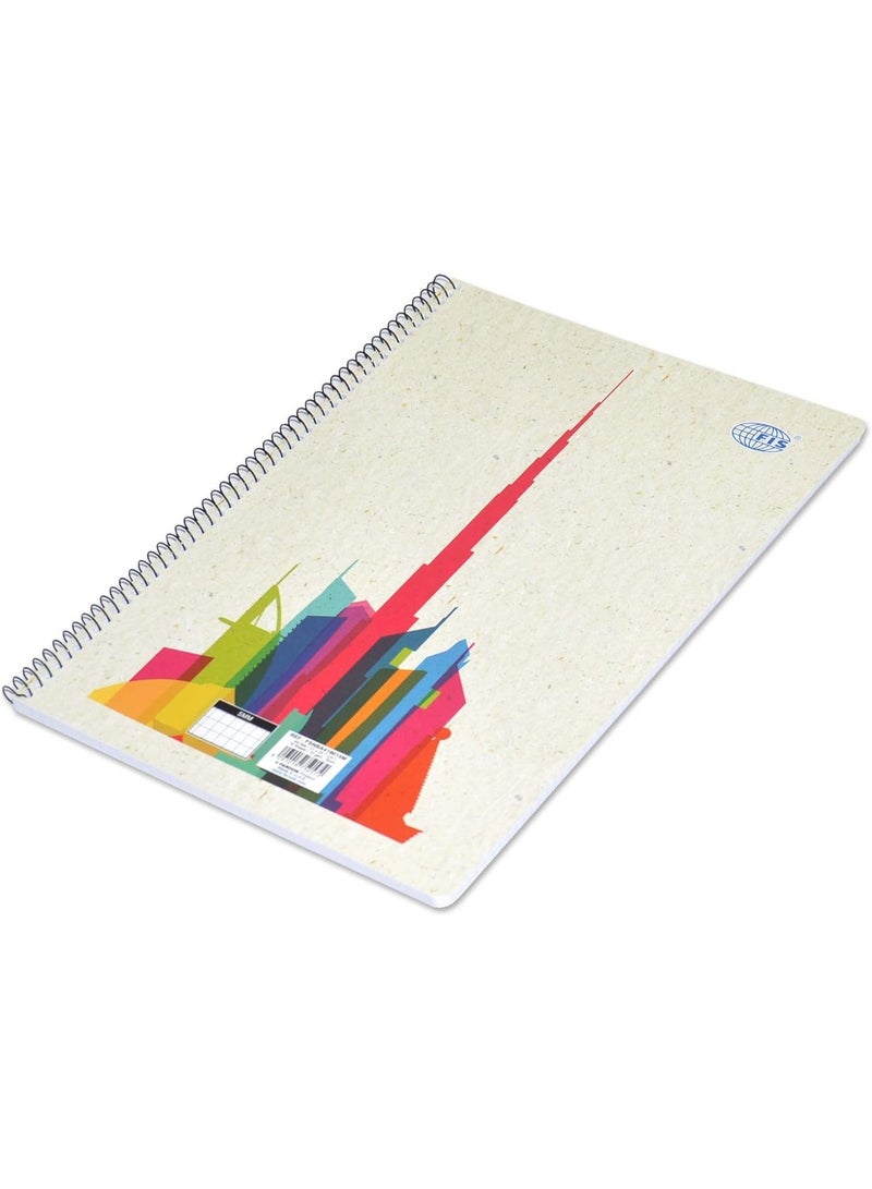 FIS Burj Khalifa Notebook, A4(29.7x21.0cm), Spiral Binding, 70 Sheets, 70gsm, 5mm Squrare line, Pack of 5 Pieces-FSNBA419015M - Image 2